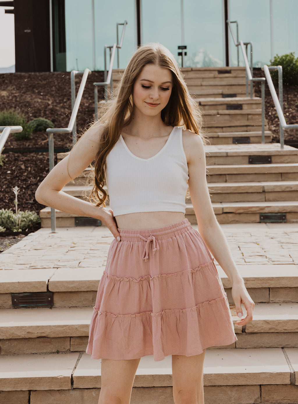 BECKY GODET SKIRT // BLUSH