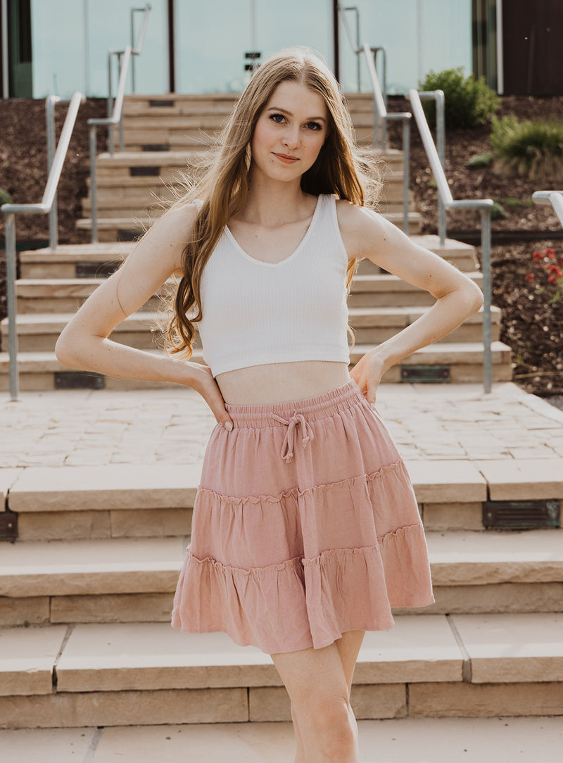 BECKY GODET SKIRT // BLUSH