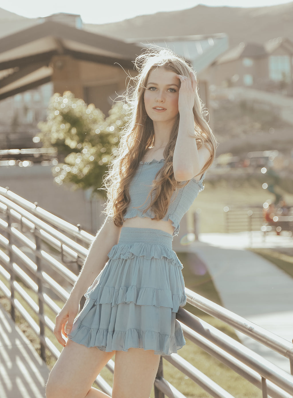 EILEEN TOP & SKIRT SET // BLUE