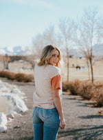 COLOR BLOCK TEE // SAND-GREY