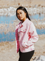 DENIM DISTRESS JACKET // BRIGHT PINK