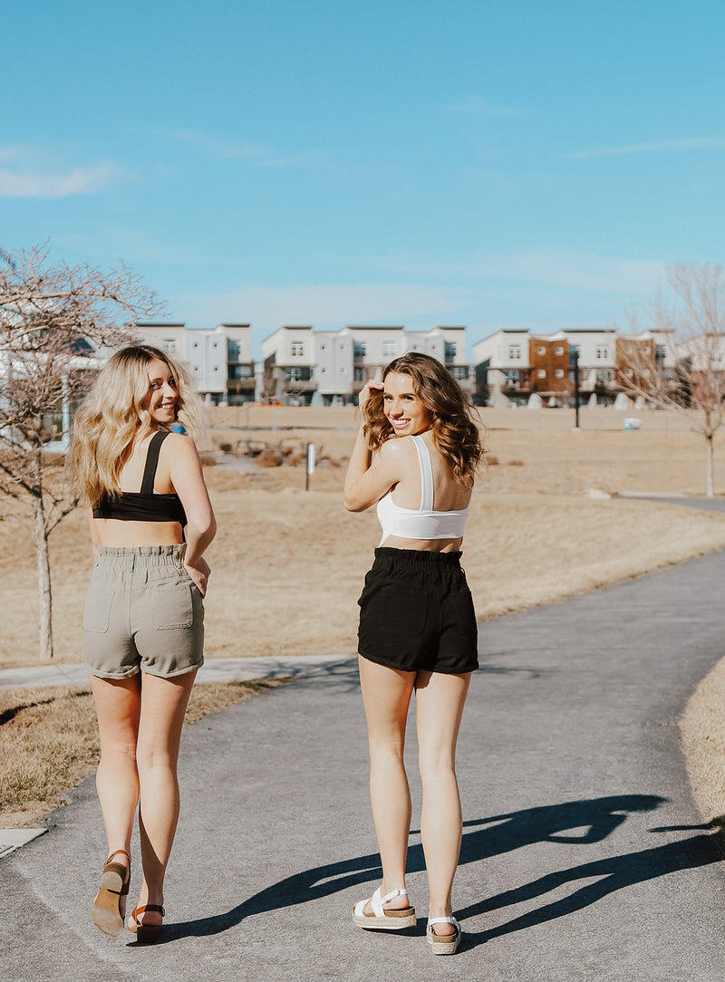 PAPERBAG DENIM SHORTS // BLACK OR KHAKI