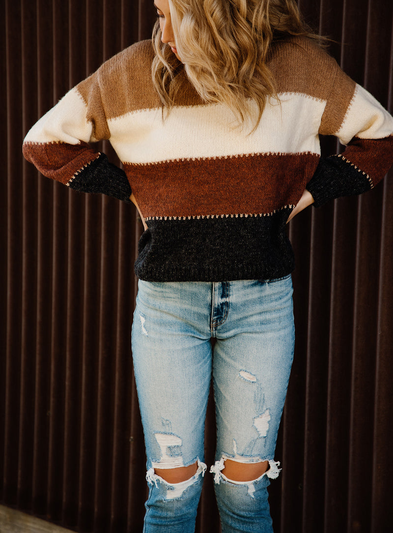 MULTI STRIPE SWEATER // BEIGE