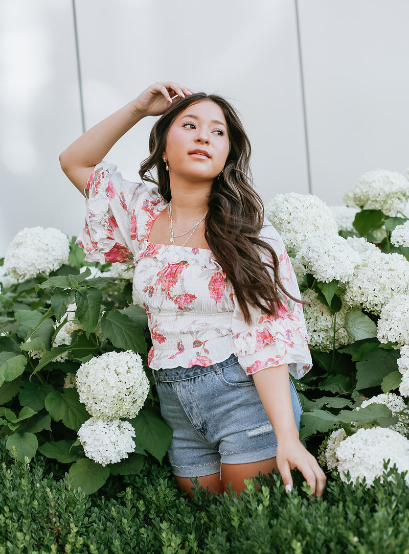 ALOHA FLORAL TOP // WHITE