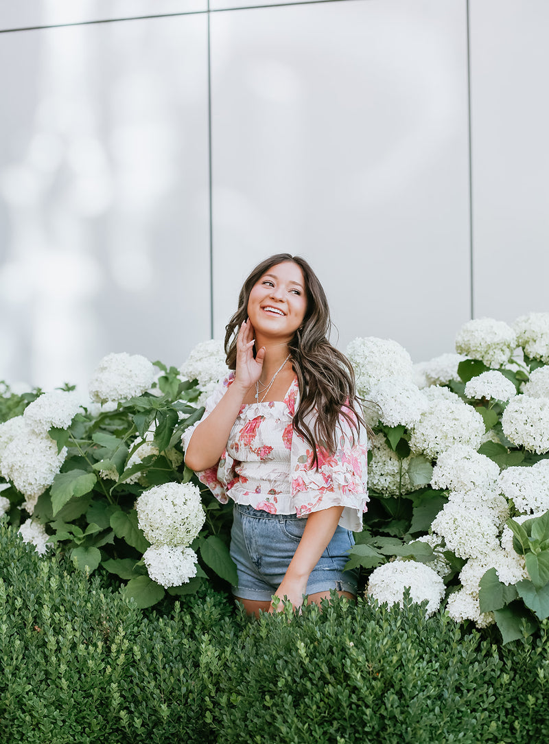 ALOHA FLORAL TOP // WHITE