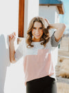 COLOR BLOCK TEE // IVORY-BLUSH