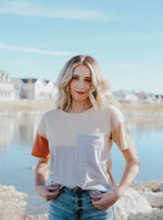 COLOR BLOCK TEE // SAND-GREY