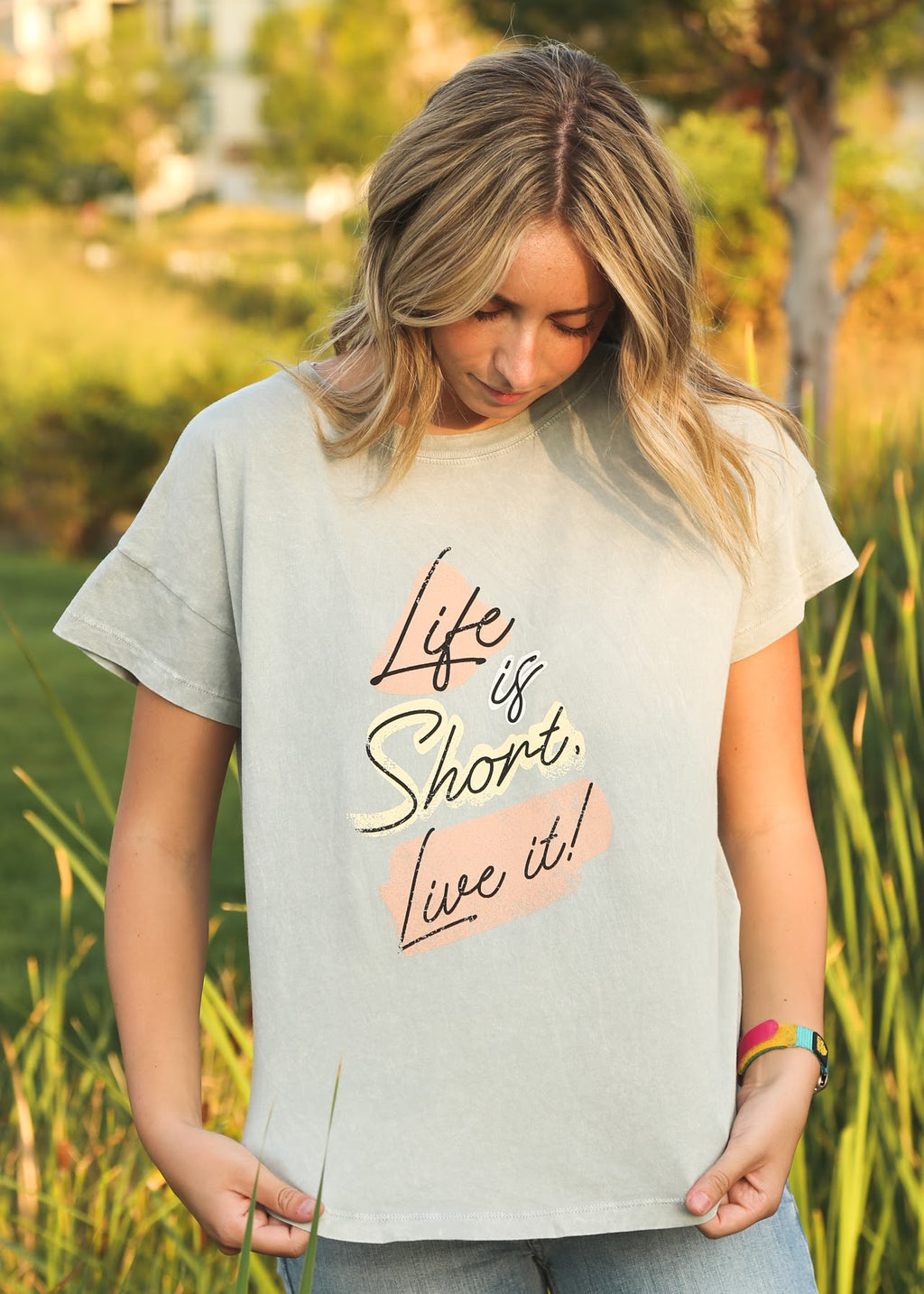 LIFE IS SHORT TEE // SLATE BLUE