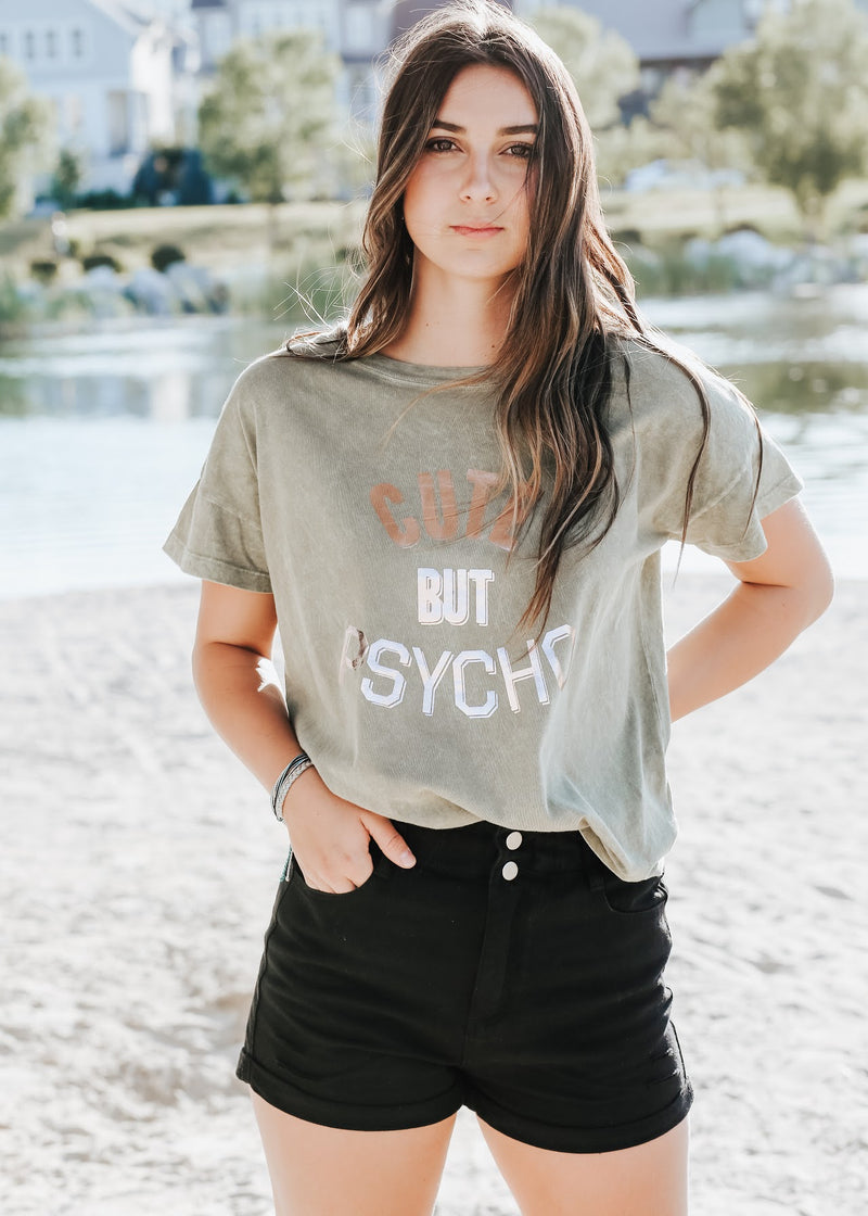 CUTE BUT PSYCHO TEE // FOREST GREEN